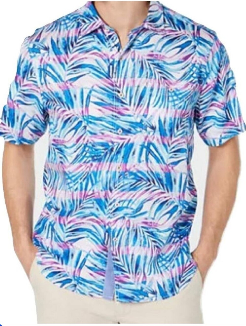 Tommy Bahama Men's Mai Le- Lei Camp Multi-Color Craig Collar Shirt Size L